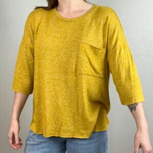 Philosophy, Mustard Yellow, 3/4 sleeve soft knit shirt